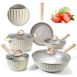 Aufranc Pots and Pans Set Nonstick,Epic kitchen cookware made without PFOA PFAS Multi-layer Nonstick Coating & Tempered Glass Lids/Dishwasher Safe, Compatible with All Cooktops