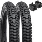 YunSCM 2-Pack 18 inch Foldable Bike Tyres 18x2.125 ETRTO 57-355 with 18" Inner Tubes AV32mm Valve, Compatible with 18x2.10 18x2.125 18x2.25 Road/City Bike Tyres and Tubes