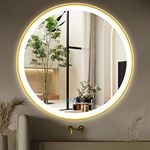 ARUMMA 30 Inch Gold Bathroom Round LED Mirror with Lights Gold Frame Round Lighted Mirror for Bathroom Wall Round Vanity Lighted Mirrors 3 Color Dimmable Anti Fog Bathroom Circle Light up Smart Mirror