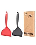 Pack of 2 Wide Silicone Spatula,Nonstick Pancakes Shovel, Fried Flexible Turner, BPA Free Kitchen Cookwares with High Heat Resistant for Egg, Cookie,Omelette,Fish,Burgers