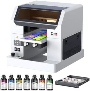 DXZ 2026 Upgraded A4 UV Printer, UV Flatbed Printer with 3D Emboss Printing, White Ink Mixing System, 1440×2880 DPI, Direct-to-Object Printer for Acrylic, Glass, Wood, Metal & Phone Cases