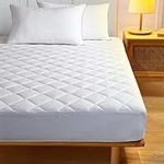 My home store Quilted Mattress Protector Double Bed - 100% Microfiber Anti-Allergenic & Super Soft for Ultimate Comfort Mattress Topper - Non Waterproof 30cm Deep Fitted Skirt (137 cm × 190 cm)