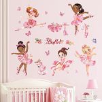 wondever Ballet Girl Wall Stickers Ballerina Pink Dancing Girl Peel and Stick Wall Art Decals for Girls Bedroom Baby Nursery Kids Bedroom