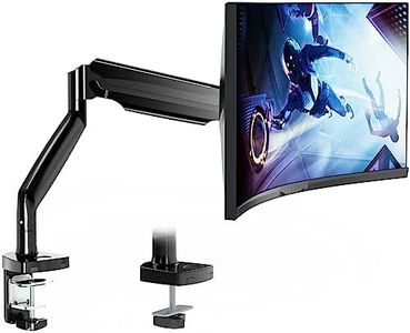 WALI Single Monitor Arm, Gas Spring Single Monitor Mount up to 35 inches and 26.4 lbs, Heavy Duty Monitor Arm Desk Mount, Ultrawide Monitor Mount Desk with C Clamp and Grommet Base (GSMP001XL), Black