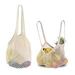 2Pcs String Bag, Net Bag Fruit Bags, Reusable Net String Shopping Bags Mesh Produce Bags Organic Grocery Shopping Bags Tote Handbag for Vegetables Fruits Commodities Outgoing Travel