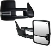 Brovw Towing Mirrors Compatible with 2003-2007 Chevy Silverado GMC Sierra 1500 2500 HD 3500 Suburban Yukon Tahoe Power Heated Side View Mirrors with Turn Signal Lights Puddle Lights