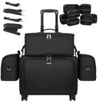 Relavel Rolling Makeup Bag, 4 in 1 Professional Makeup Artist Bags Cosmetics Case Organizer with Adjustable Dividers, Extra Large Trolley Travel Case with 360° Swivel Wheels and Adjustable Dividers