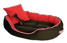 MUDDY PAWS Polyester Dog Bed & Cat Bed Red & Black Color Anti-Skid Bottom & Machine Washable(Reversible)-Xl, X_Large