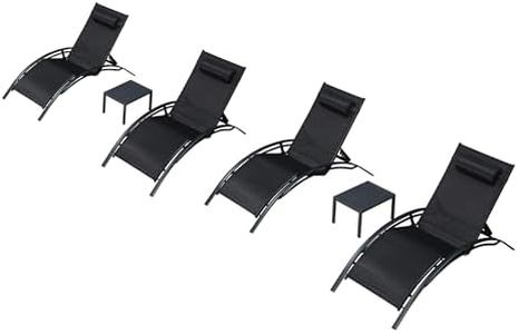 PURPLE LEAF Patio Oversized Chaise Lounge Chair Set with 2 Side Table Pool Adjustable Recliner Chairs for Outside Beach Outdoor Sunbathing Tanning Poolside Lounges