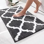 OLANLY Luxury Bath Mat, Soft and Absorbent Microfiber Bathroom Rugs, Non-Slip Shaggy Bath Carpet, Machine Wash Dry, Bath Mats for Bathroom Floor, Tub and Shower, 30" x 20", Dark Grey