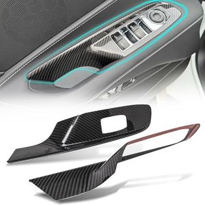 Etesan Carbon Fiber Window Lift Switch Panel Cover Trim fit for Corvette C8 Convertible 2020-2025 Interior Window Button Frame 2PCS Black