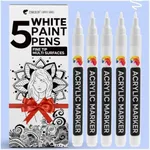 Zenacolor 5 White Paint Pen - Fine Tip for Precision - White Paint Marker Ideal for Rock Painting, Canvas, Wood, Glass