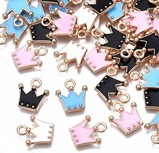 Ipotkitt 100 Pcs 4 Colors Mini Crown Charms Enamel Crown Charms King Queen Princess Crown Charms for DIY Earrings Necklaces Bracelets Jewelry Making