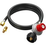 CALPOSE 5FT High Pressure Propane Regulator Hose, 0~20PSI Adjustable Propane Tank Regulator, QCC1 & 3/8” Female, Fit for Turkey Fryer，Fish Fryer，Propane Burner，Fire Pit, Forge, and More