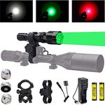 LUXJUMPER Predator Light with Green Red White LED Hunting Torch, 350 Yards Hunting Light with Pressure Switch, Rifle Barrel & Scope Mount for Hogs Coyotes Varmints Raccoons Coon Deer Night Hunting