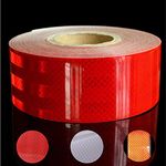 Reflective Tape Waterproof, 33ftX2" Reflective Warning Sticker High intensity self-adhesive Safety Tape for Vehicles Car Trailers Bikes Night (Red)