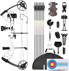 MOTION ZEUS Lightweight Compound Bow Kit for Pull Beginner and Intermediate Archer,19-70LBS Draw Weight,19"-30" Draw Length,Up to 320 FPS,Fully Adjustable Archery Hunting Equipment (White Camo)