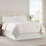 SERTA Modern Solid Bed Skirt, Hotel Quality Dust Ruffle with 13 Inch Drop, Machine Washable, Full, White