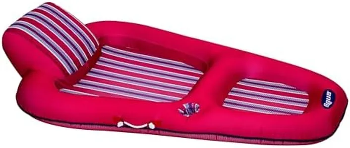 Aqua Luxury Water Pool Lounge – Extra Large – Inflatable Pool Floats for Adults with Headrest, Backrest, Footrest & Cupholder – Burgundy/Navy Stripe