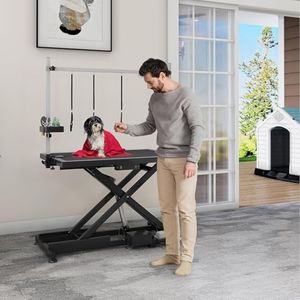 YITAHOME 50" Professional Electric Dog Grooming Table, Heavy Duty Pet Grooming Table for Dogs at Home, Aluminum Dog Grooming Arm, Anti-Slip Tabletop & Tool Organizer Large Pet Grooming Station Black