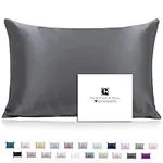 Ravmix 100% Mulberry Silk Pillowcase for Hair and Skin with Hidden Zipper, Both Sides 21Momme Silk, Standard Size 20×26 inches, 1PCS, Space Gray