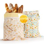 2-Pack Reusable Beeswax Bread Bags - Large 17x13 Inch for Sourdough & Homemade Bread Storage | All-Natural Beeswax Preservation, Eco-Friendly Cotton Food Bags - Easy to Clean & Daily Use