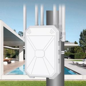 AX3000 Outdoor WiFi Extender, Dual Band 5G+2.4G Outdoor Long Range Extender Signal Booster with POE, Wi-Fi 6 Wireless Access Point, Wireless Out Door Repeater, Compatible Starlink for Farm Camping RV