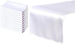 Juvale 10-Pack White Satin Table Runners for Rectangular and Round Tables, Weddings, Baby Showers, Birthday Parties, Banquets, Events Decorations (White, 108.2x11.8 in)