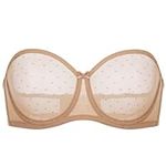 DOBREVA Women's Strapless Bra See Through Sheer Underwired Bras Unlined Plus Size Natural 32DD