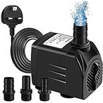 Awroutdoor Submersible Water Pump, Ultra Quiet Water Feature Pump(25W,1800L/H) for Aquarium, Fish Tank, Pond,Hydroponics, Statuary, with 4 Strong Suction Cups, Adjustable Water Volume (13/16/19 mm)