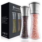 Shiadarix Fillable Stainless Steel Grinder Set, Adjustable Coarseness Salt and Pepper Grinder, High Glass Blender That Can Be Used for Pepper, Cumin, Sea Salt, Mung Bean (2 Pack)