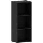 Vida Designs Oxford 3 Tier Cube Bookcase, Black Wooden Shelving Display Storage Unit Office Living Room Furniture