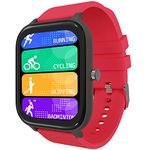 Zebronics ZEB-FIT8220CH smart watch with 4.3cm large square touch display, IP68 waterproof,Heart rate, BP, SpO2 monitor,12 sports mode,Caller ID,all notifications and custom watch face (Grey Plus Red)