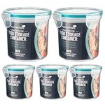 HOMESHOPA Round Food Storage Containers with Lids, 5 Pack 450ml Plastic Airtight & Watertight Leakproof Mason Jars for Overnight Oats with Locking Lid, BPA Free Microwave & Dishwasher Safe