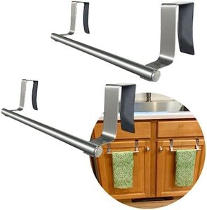 Evelots Towel Hook, Bar Over Cabinet Door - Kitchen, Bathroom - 2 Pack- Hand, Dish Towel Rack Holder - Inside or Outside Door - Brushed Stainless Steel - No Rust - No Scratch - No Installation