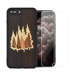 Mr.Artisan (iPhone 6 / 6S / 7/8 Plus) Wooden Natural Unique Real Wood Grain Inlay. Protective Slim Back Cover. Supports Wireless Charging. Included Screen Protector