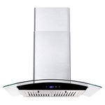 Range Hood 30 Inch, Tieasy Wall Mount Kitchen Hood with Ducted/Ductless Convertible Duct, Stainless Steel Chimney and Baffle Filters, Touch Control Fan Timer, LED Lights, 3 Speed Fan