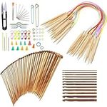 Knitting Needles Set for Beginner - 18 Pairs Bamboo Circular Knitting Needles with Colored Tube, 36Pcs Single Pointed Knitting Needles, 12Pcs Crochet Hooks, Complete Crochet Kit for Handmade Projects