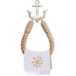 Amerla Nautical Anchor Toilet Paper Holder Rustic Industrial Wall-Mounted Towel Ring with Metal Hook for Bathroom Decor (White)