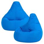 Bean Bag Bazaar Dalton Outdoor Kids Bean Bag Chair, Blue, 2 Pack, Kids Garden Chair with Water Resistant Fabric, Bean bag with Filling Included, Gaming Beanbag for Bedroom, Playroom, Garden