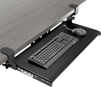 Keyboard Tray Under Desk Pull Out with Extra Sturdy C Clamp Mount System, 27.3 (32.5 inch Including Clamps) x 11 Inch Slide-Out Platform Computer Drawer for Typing Black AX01WB01