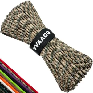 VVAAGG 550 Paracord 200FT - 4mm Lightweight and Durable Camping Rope, Tent Rope, Clothsline Rope, Marine Weatherproof Rope, Nylon Parachute Cord Rope (Camo)