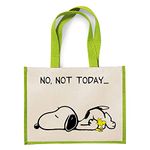 No Not Today Snoopy Dog Birthday, Christmas, Secret Santa Stocking Filler Jute Bag Unique Reusable Jute Bag for Life. (Apple Green)