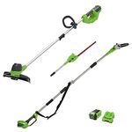 Greenworks 40V Cordless Polesaw/Hedger 2-in-1 with 2Ah battery and univeral charger - 1300607UA & Greenworks 40V Cordless String Trimmer (Front-mount motor) Battery and charger not included - 2101507