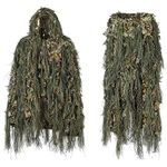 Woodland Camo Poncho, Bush Costume, 3D Leaves Camouflage Ghillie Poncho Woodland Hunting Birdwatching Sniper Suit Clothing for Jungle Hunting Shooting