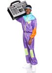 Leg Avenue Men's 2 Pc Awesome 80s Track Suit with Zip-Up Jumpsuit and Headband, Multi, X-Large