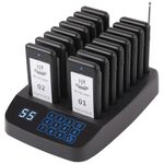 LOUKIENE Restaurant Pager System, 16 Wireless Beepers, Touch Screen Keyboard Calling Customers Waiting Pagers with Vibration Flash and Buzzer for Queue in Food Trucks Churches Hospitals Hotels Eatery