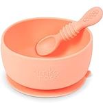 Simka Rose Baby Bowl and Spoon Set, Baby Bowls Suction for Toddler, BPA-Free Silicone Bowls Baby, Baby Bowl and Spoon Dishwasher and Microwave Safe Baby Feeding Supplies (Peach)