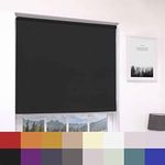 Caecus Thermal Blackout Made To Measure Roller Blind - Easy Fit Home Office - Up To 60cm Width x 210cm Drop - Black