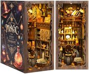 Nextyu Book Nook Kit, DIY Booknook Miniature House Building Kit with LED Lights, 3D Wooden Puzzle Bookend Bookshelf Decor, Mini Dollhouse Model Kits for Adults Teens (Magic Night)